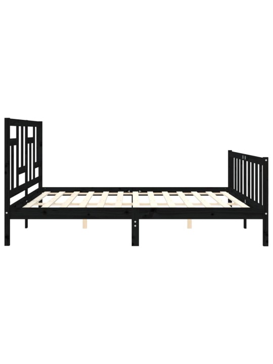 Rám postele s čelem černý 200 x 200 cm masivní dřevo