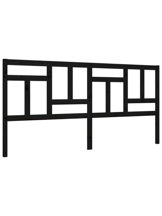 Rám postele s čelem černý 200 x 200 cm masivní dřevo