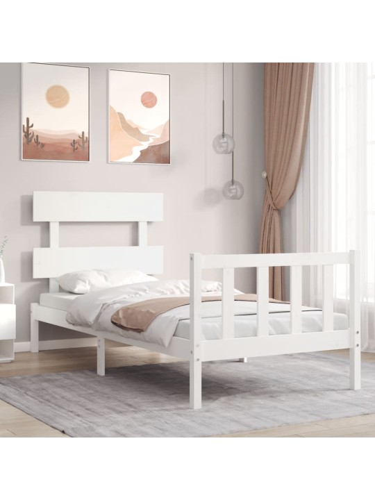 Postel bez matrace bílá 90 x 200 cm masivní borovice