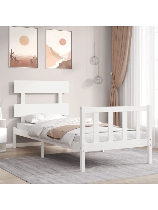 Postel bez matrace bílá 100 x 200 cm masivní borovice