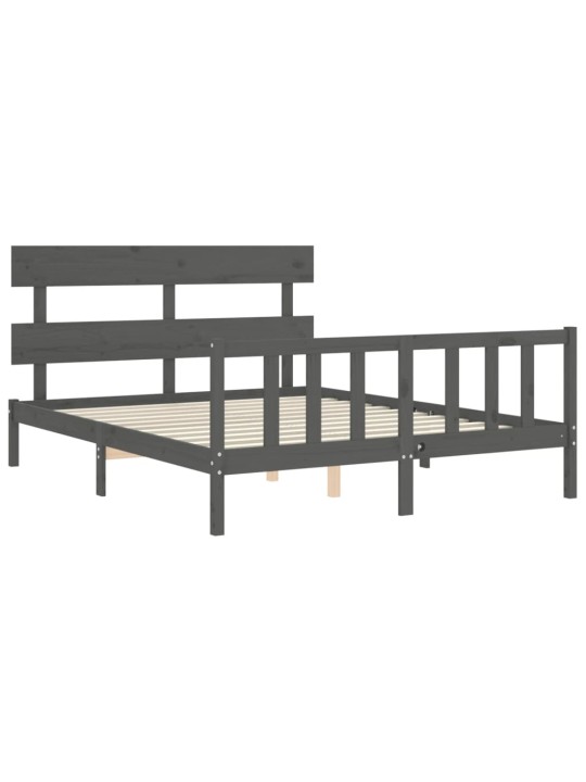 Rám postele s čelem šedý King Size masivní dřevo