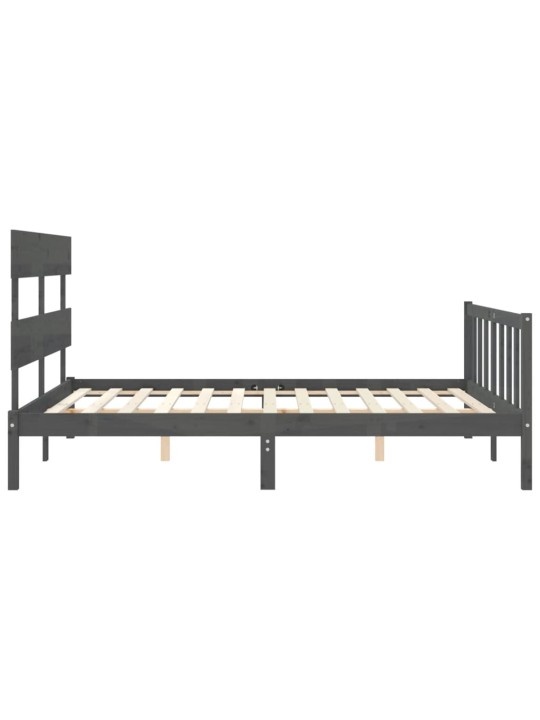 Rám postele s čelem šedý King Size masivní dřevo