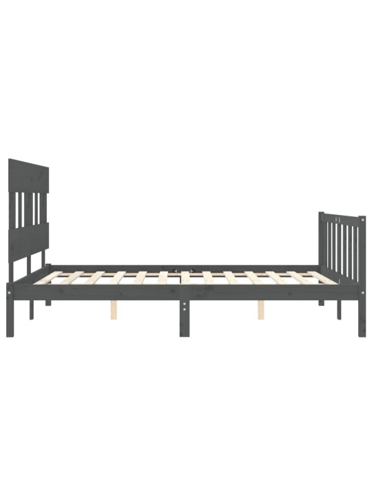 Rám postele s čelem šedý King Size masivní dřevo