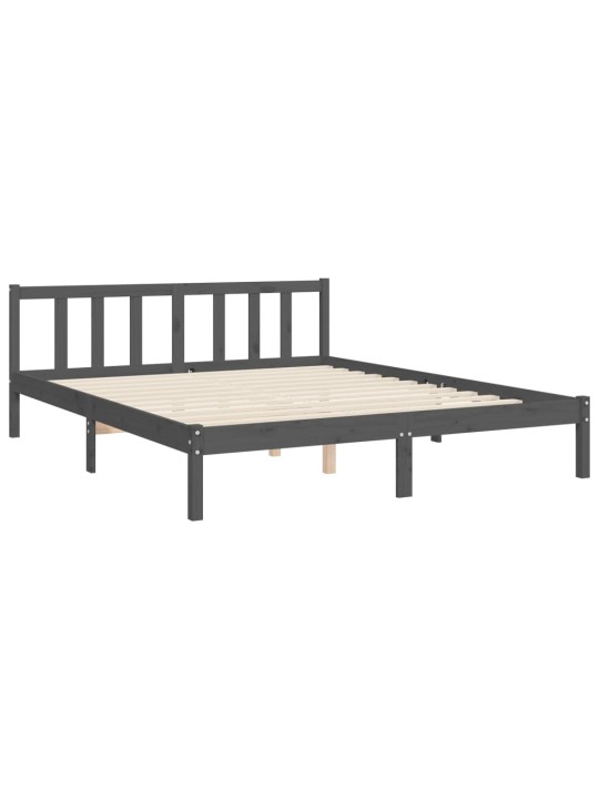 Rám postele s čelem šedý King Size masivní dřevo