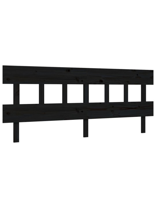 Rám postele s čelem černý 200 x 200 cm masivní dřevo