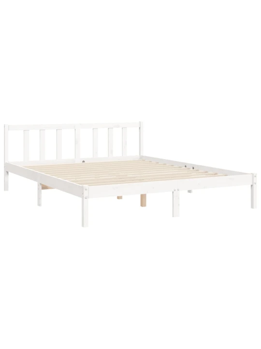 Rám postele s čelem bílý King Size masivní dřevo