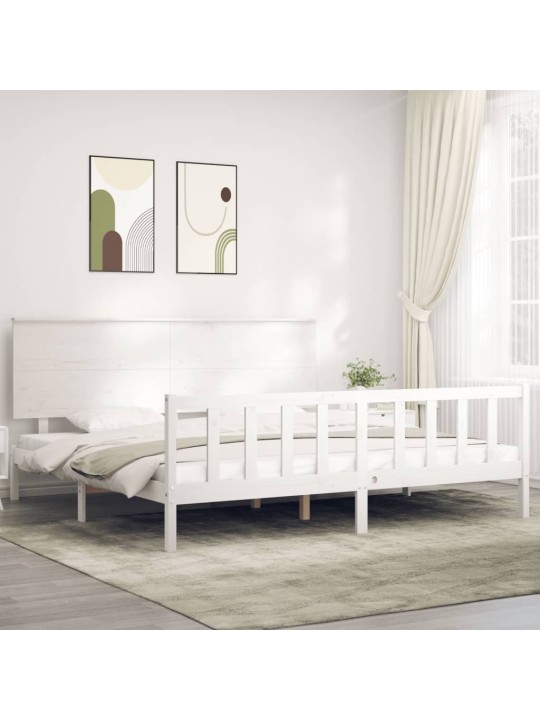 Postel bez matrace bílá 200 x 200 cm masivní borovice