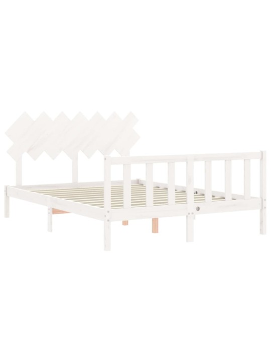 Rám postele s čelem bílý King Size masivní dřevo