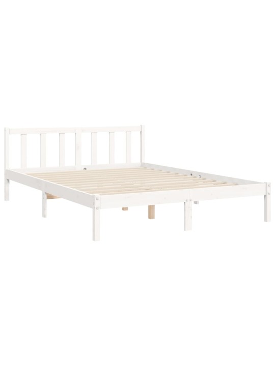 Rám postele s čelem bílý King Size masivní dřevo