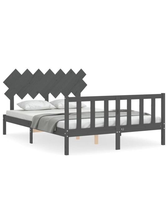 Rám postele s čelem šedý King Size masivní dřevo