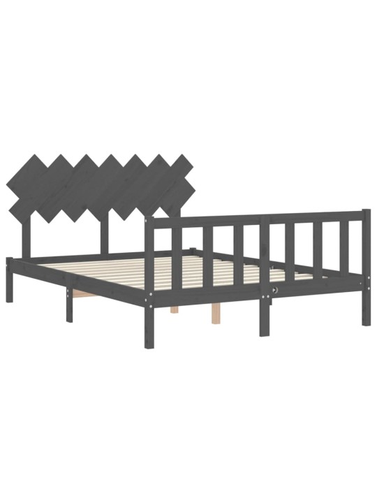 Rám postele s čelem šedý King Size masivní dřevo