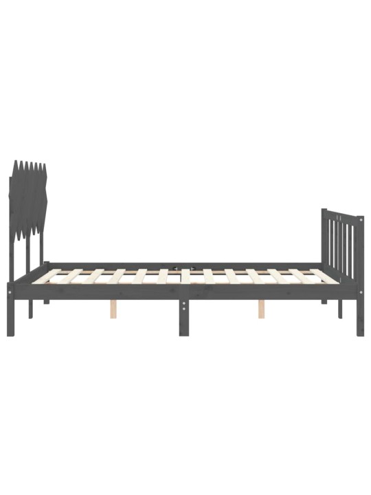 Rám postele s čelem šedý King Size masivní dřevo