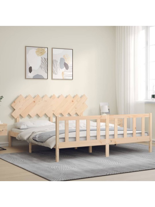 Rám postele s čelem Super King Size masivní dřevo