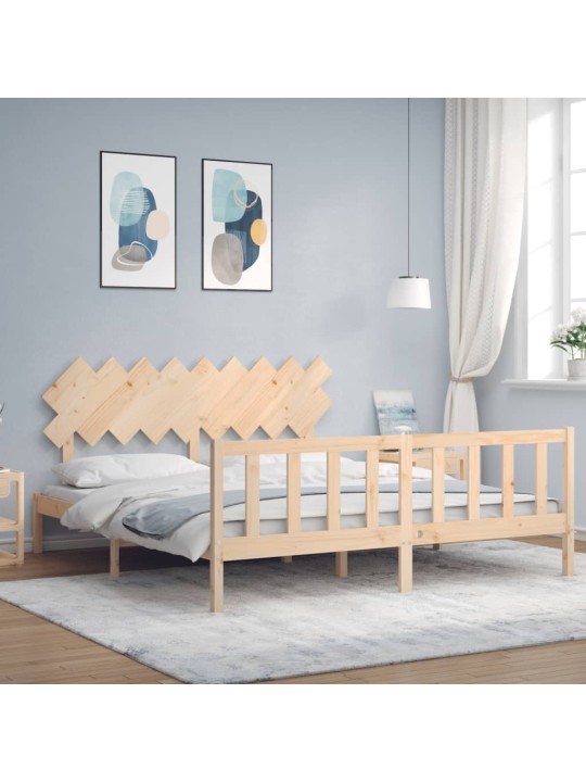 Rám postele s čelem Super King Size masivní dřevo