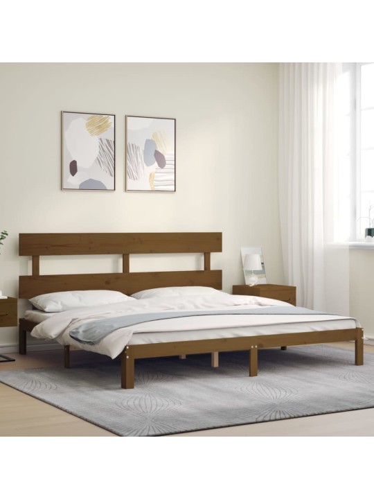 Rám postele s čelem medově hnědý 200 x 200 cm masivní dřevo