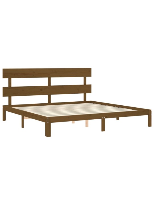 Rám postele s čelem medově hnědý 200 x 200 cm masivní dřevo