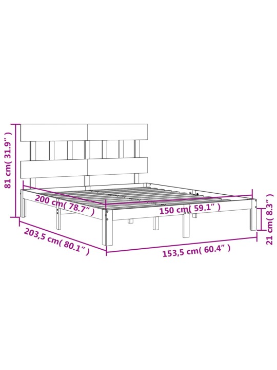 Rám postele s čelem bílý King Size masivní dřevo