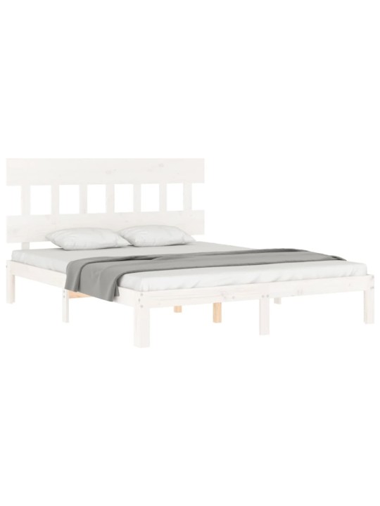 Rám postele s čelem bílý King Size masivní dřevo