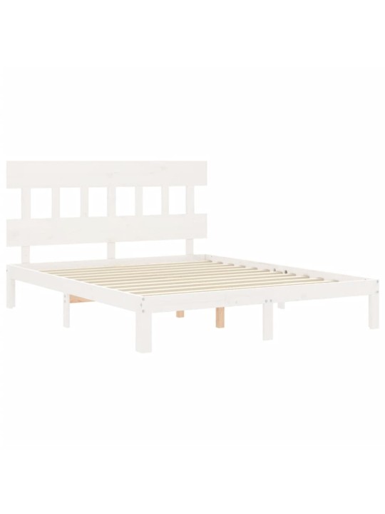 Rám postele s čelem bílý King Size masivní dřevo
