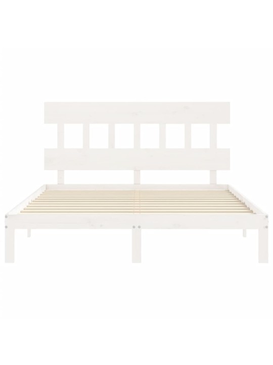 Rám postele s čelem bílý King Size masivní dřevo