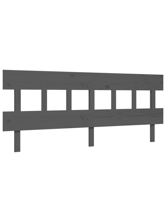 Rám postele s čelem šedý 200 x 200 cm masivní dřevo