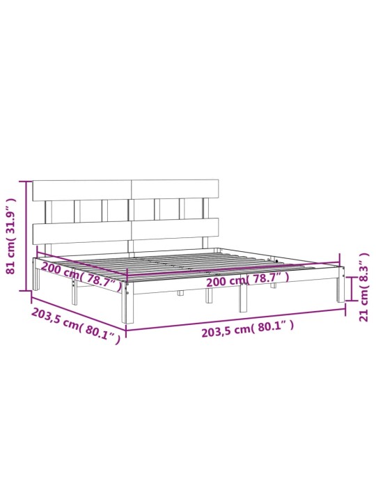Rám postele s čelem medově hnědý 200 x 200 cm masivní dřevo