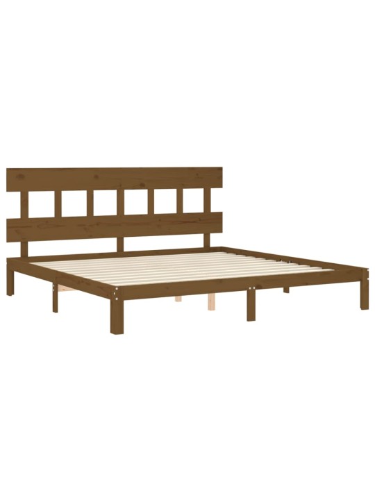 Rám postele s čelem medově hnědý 200 x 200 cm masivní dřevo