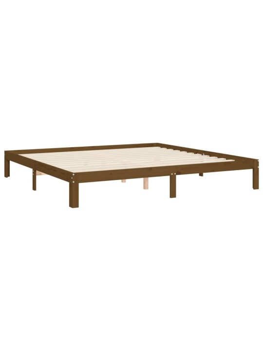 Rám postele s čelem medově hnědý 200 x 200 cm masivní dřevo