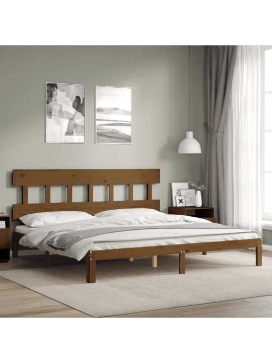 Rám postele s čelem medově hnědý 200 x 200 cm masivní dřevo
