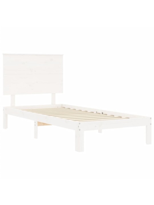 Postel bez matrace bílá 100 x 200 cm masivní borovice