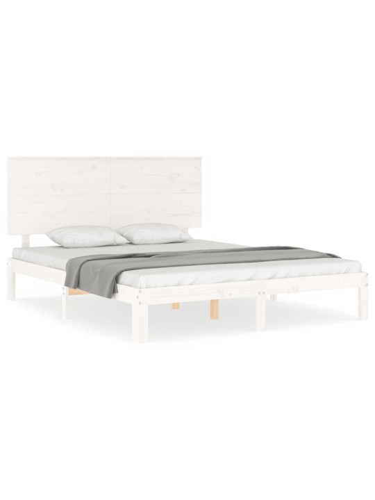 Rám postele s čelem bílý King Size masivní dřevo