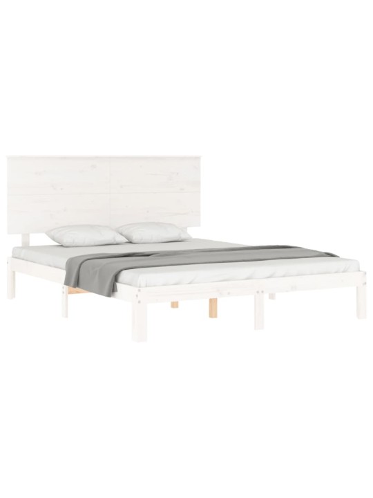 Rám postele s čelem bílý King Size masivní dřevo