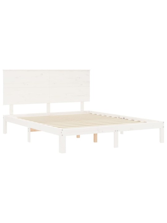 Rám postele s čelem bílý King Size masivní dřevo