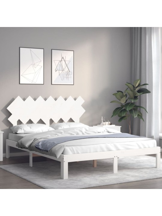 Postel bez matrace bílá 140 x 200 cm masivní borovice