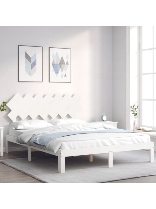 Postel bez matrace bílá 140 x 200 cm masivní borovice