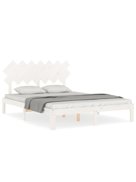 Rám postele s čelem bílý King Size masivní dřevo
