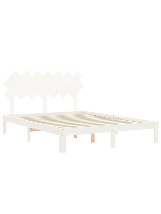 Rám postele s čelem bílý King Size masivní dřevo