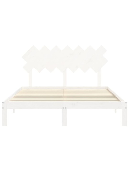 Rám postele s čelem bílý King Size masivní dřevo
