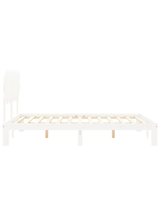 Rám postele s čelem bílý King Size masivní dřevo