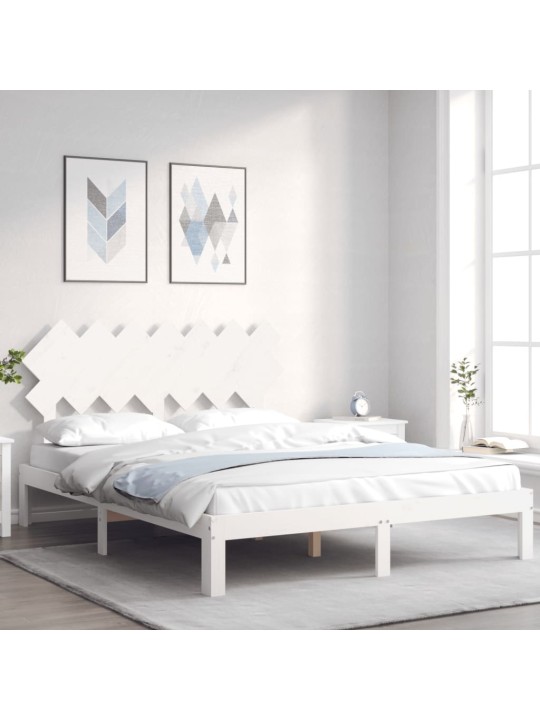Rám postele s čelem bílý King Size masivní dřevo
