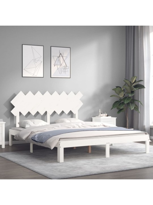 Postel bez matrace bílá 160 x 200 cm masivní borovice