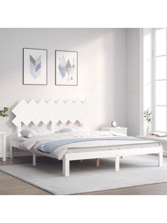 Postel bez matrace bílá 160 x 200 cm masivní borovice
