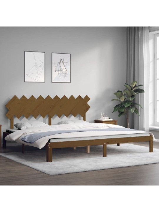 Rám postele s čelem medově hnědý 200 x 200 cm masivní dřevo