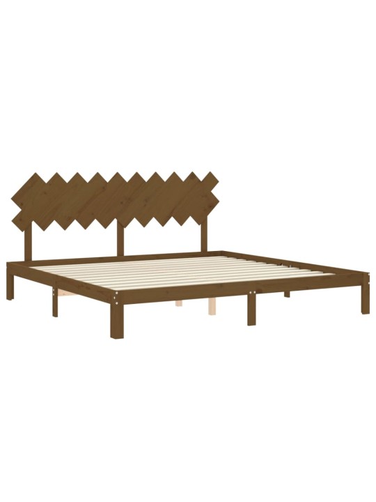Rám postele s čelem medově hnědý 200 x 200 cm masivní dřevo