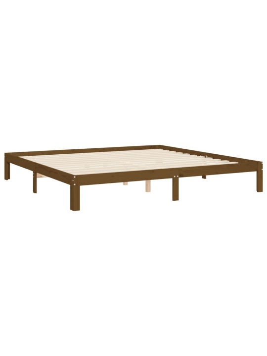 Rám postele s čelem medově hnědý 200 x 200 cm masivní dřevo