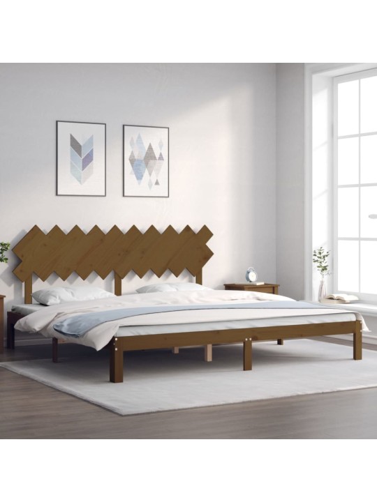 Rám postele s čelem medově hnědý 200 x 200 cm masivní dřevo