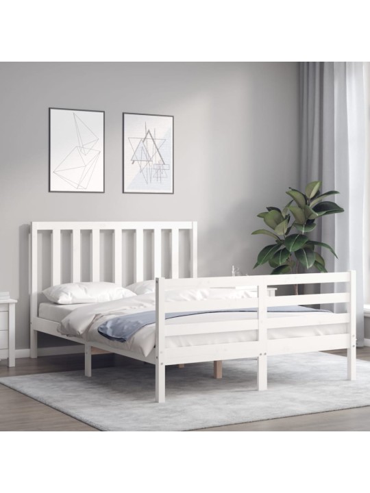 Postel bez matrace bílá 140 x 190 cm masivní borovice