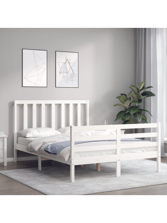 Postel bez matrace bílá 120 x 200 cm masivní borovice