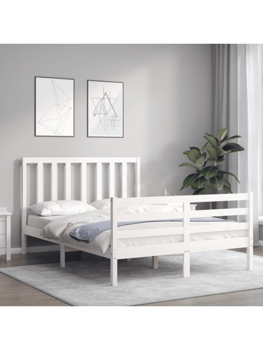 Postel bez matrace bílá 140 x 200 cm masivní borovice