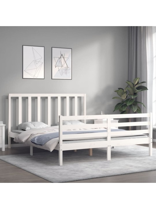 Postel bez matrace bílá 160 x 200 cm masivní borovice